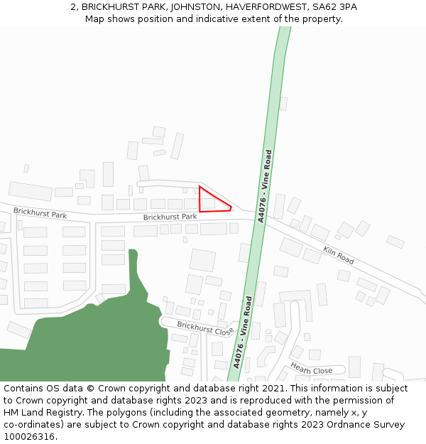 2, BRICKHURST PARK, JOHNSTON, HAVERFORDWEST, SA62 3PA: Location map and indicative extent of plot