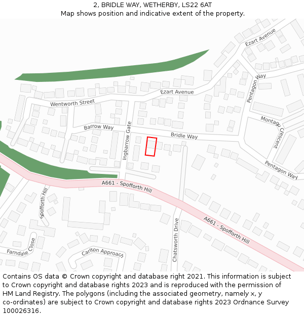 2, BRIDLE WAY, WETHERBY, LS22 6AT: Location map and indicative extent of plot