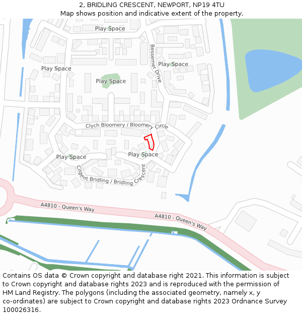 2, BRIDLING CRESCENT, NEWPORT, NP19 4TU: Location map and indicative extent of plot