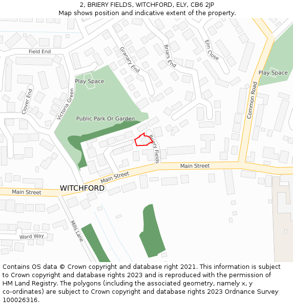 2, BRIERY FIELDS, WITCHFORD, ELY, CB6 2JP: Location map and indicative extent of plot