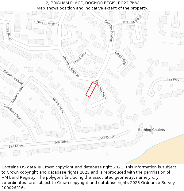 2, BRIGHAM PLACE, BOGNOR REGIS, PO22 7NW: Location map and indicative extent of plot