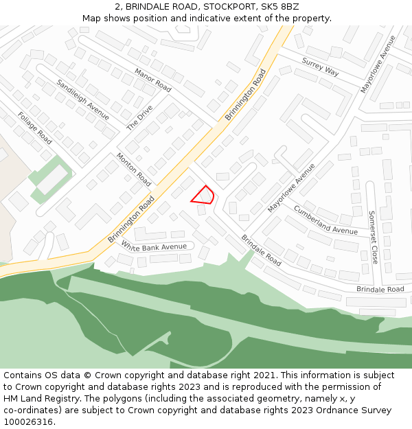 2, BRINDALE ROAD, STOCKPORT, SK5 8BZ: Location map and indicative extent of plot