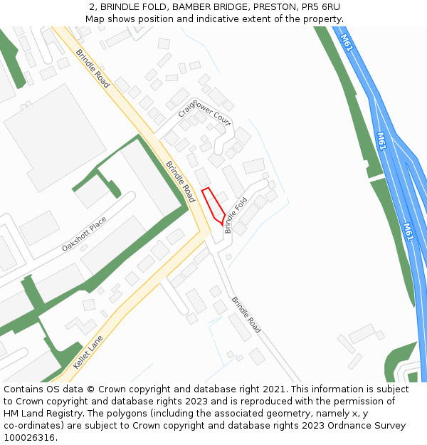 2, BRINDLE FOLD, BAMBER BRIDGE, PRESTON, PR5 6RU: Location map and indicative extent of plot
