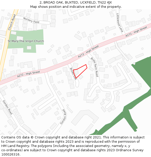 2, BROAD OAK, BUXTED, UCKFIELD, TN22 4JX: Location map and indicative extent of plot