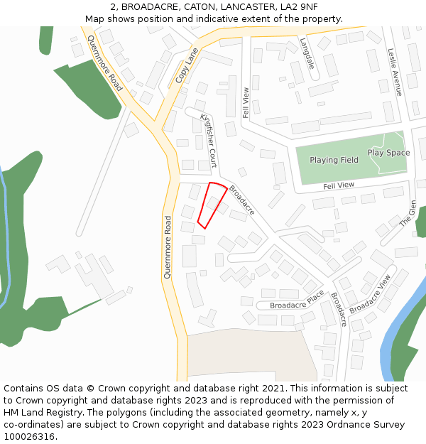 2, BROADACRE, CATON, LANCASTER, LA2 9NF: Location map and indicative extent of plot