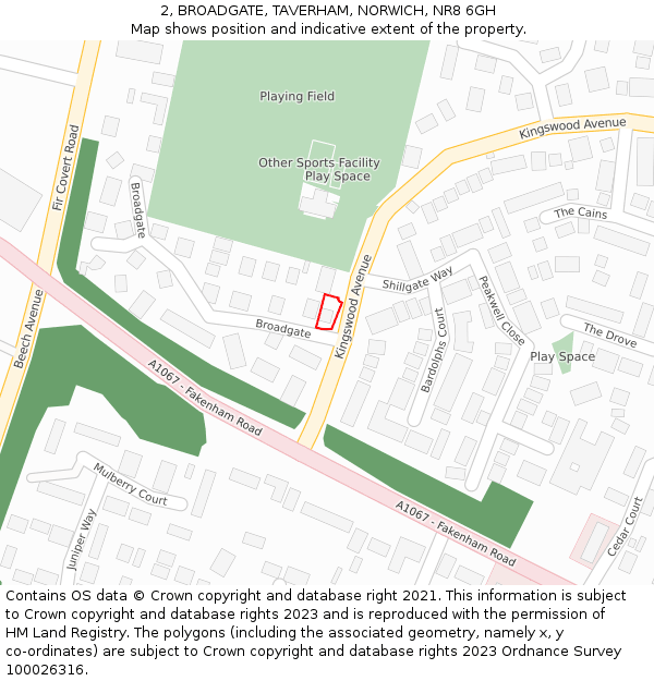 2, BROADGATE, TAVERHAM, NORWICH, NR8 6GH: Location map and indicative extent of plot