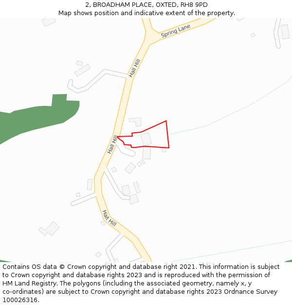 2, BROADHAM PLACE, OXTED, RH8 9PD: Location map and indicative extent of plot