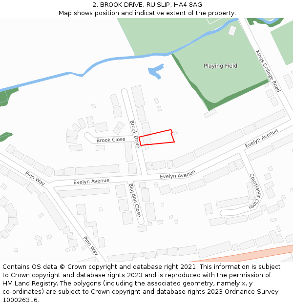 2, BROOK DRIVE, RUISLIP, HA4 8AG: Location map and indicative extent of plot