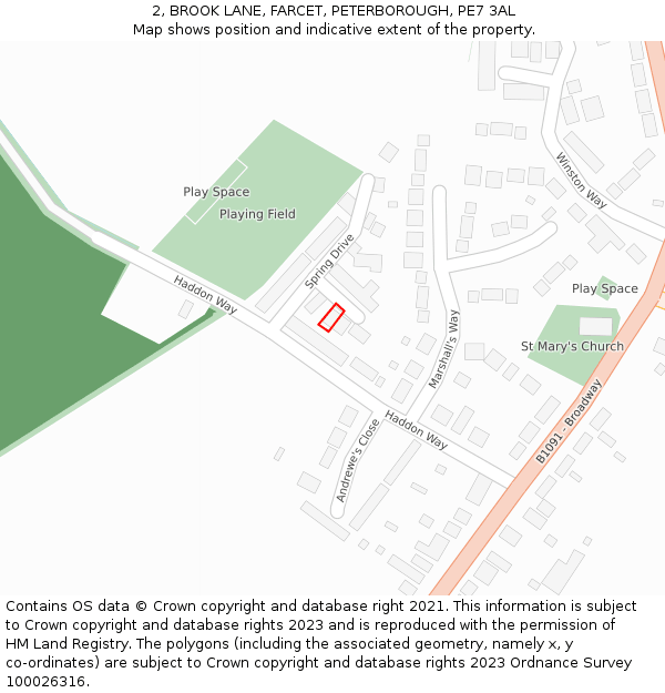 2, BROOK LANE, FARCET, PETERBOROUGH, PE7 3AL: Location map and indicative extent of plot