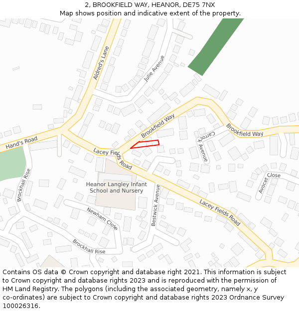 2, BROOKFIELD WAY, HEANOR, DE75 7NX: Location map and indicative extent of plot