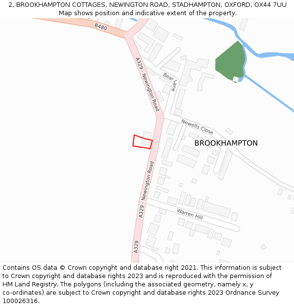 2, BROOKHAMPTON COTTAGES, NEWINGTON ROAD, STADHAMPTON, OXFORD, OX44 7UU: Location map and indicative extent of plot