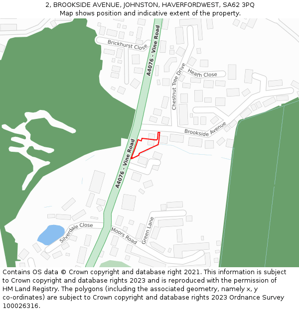 2, BROOKSIDE AVENUE, JOHNSTON, HAVERFORDWEST, SA62 3PQ: Location map and indicative extent of plot