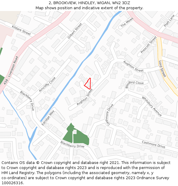 2, BROOKVIEW, HINDLEY, WIGAN, WN2 3DZ: Location map and indicative extent of plot