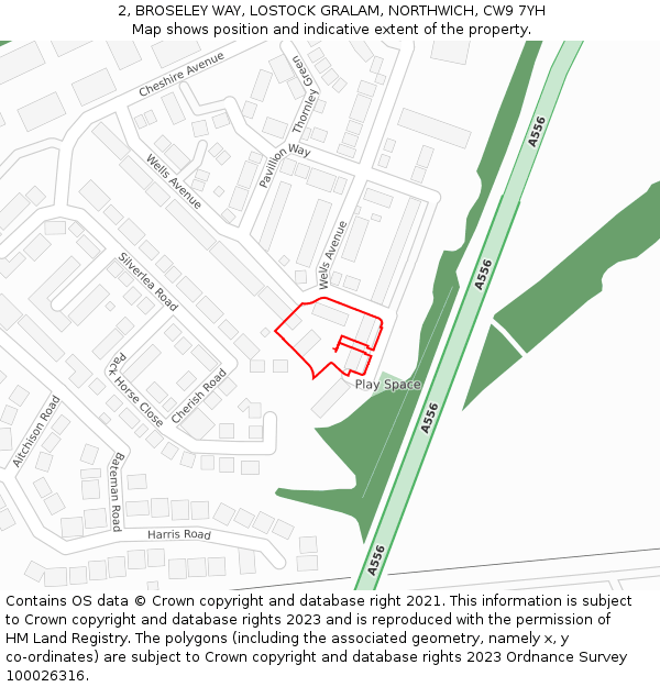 2, BROSELEY WAY, LOSTOCK GRALAM, NORTHWICH, CW9 7YH: Location map and indicative extent of plot