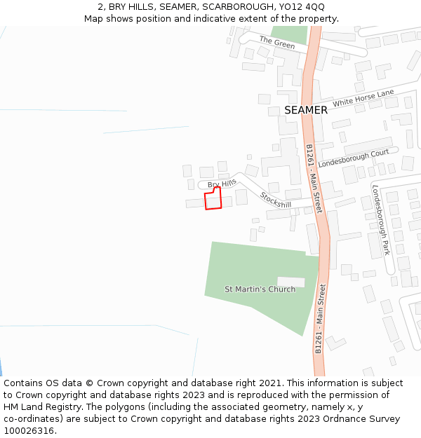 2, BRY HILLS, SEAMER, SCARBOROUGH, YO12 4QQ: Location map and indicative extent of plot