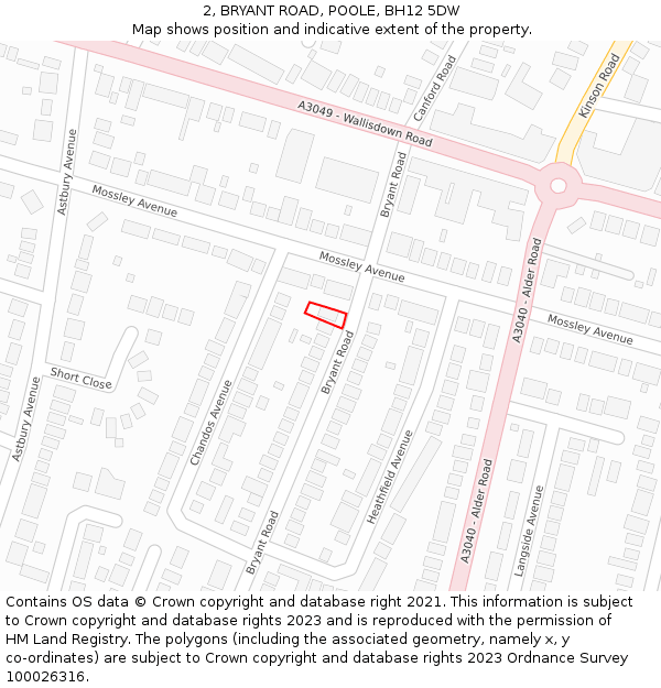 2, BRYANT ROAD, POOLE, BH12 5DW: Location map and indicative extent of plot