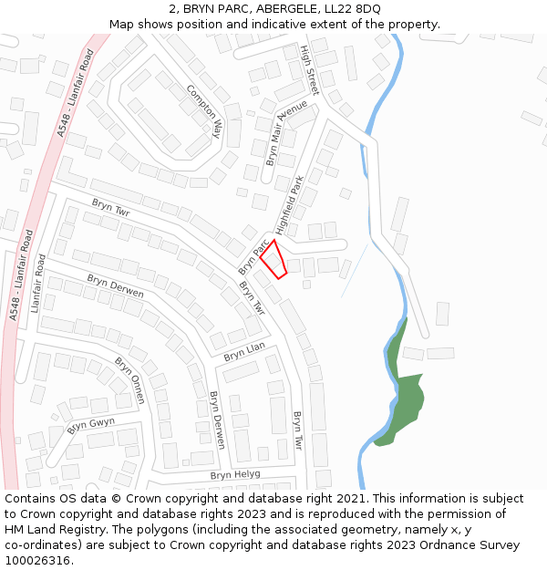 2, BRYN PARC, ABERGELE, LL22 8DQ: Location map and indicative extent of plot