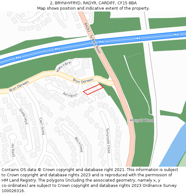 2, BRYNHYFRYD, RADYR, CARDIFF, CF15 8BA: Location map and indicative extent of plot