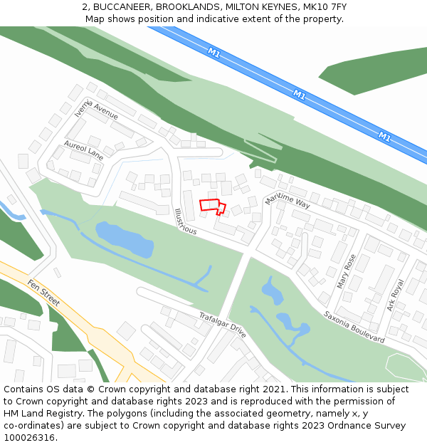 2, BUCCANEER, BROOKLANDS, MILTON KEYNES, MK10 7FY: Location map and indicative extent of plot