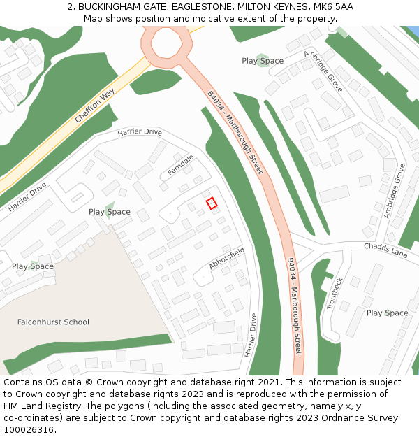 2, BUCKINGHAM GATE, EAGLESTONE, MILTON KEYNES, MK6 5AA: Location map and indicative extent of plot