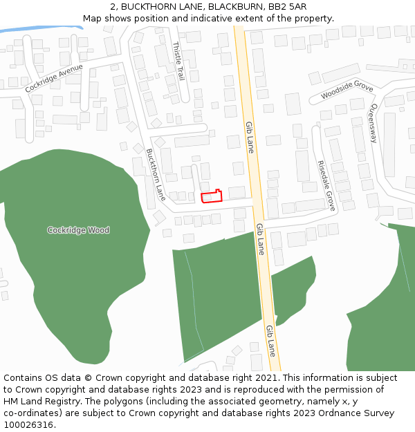 2, BUCKTHORN LANE, BLACKBURN, BB2 5AR: Location map and indicative extent of plot