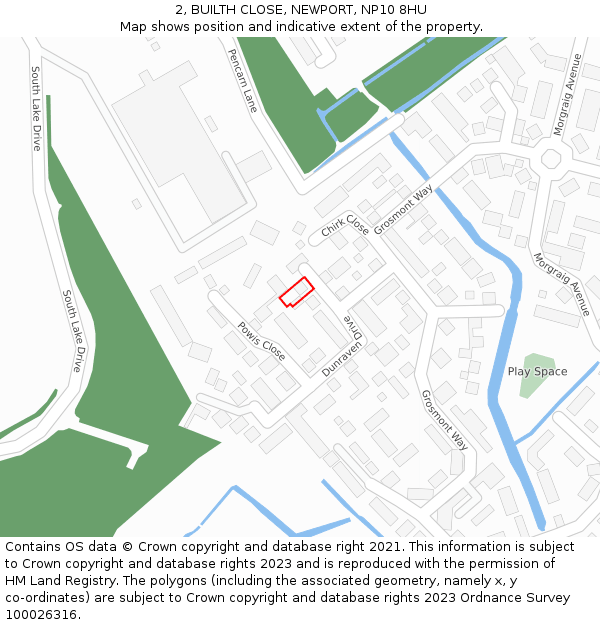 2, BUILTH CLOSE, NEWPORT, NP10 8HU: Location map and indicative extent of plot