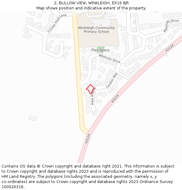 2, BULLOW VIEW, WINKLEIGH, EX19 8JR: Location map and indicative extent of plot