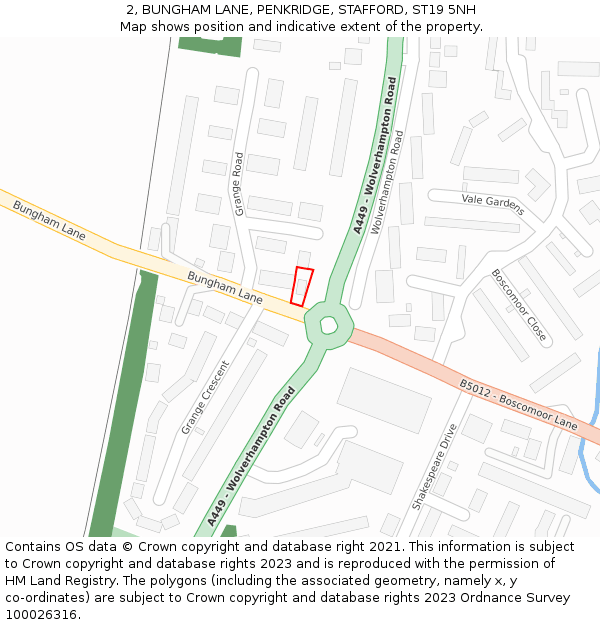 2, BUNGHAM LANE, PENKRIDGE, STAFFORD, ST19 5NH: Location map and indicative extent of plot