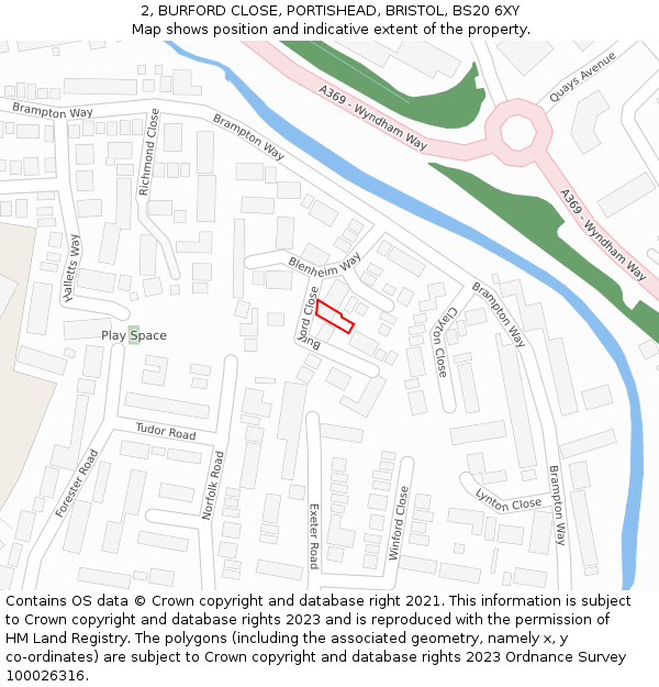 2, BURFORD CLOSE, PORTISHEAD, BRISTOL, BS20 6XY: Location map and indicative extent of plot