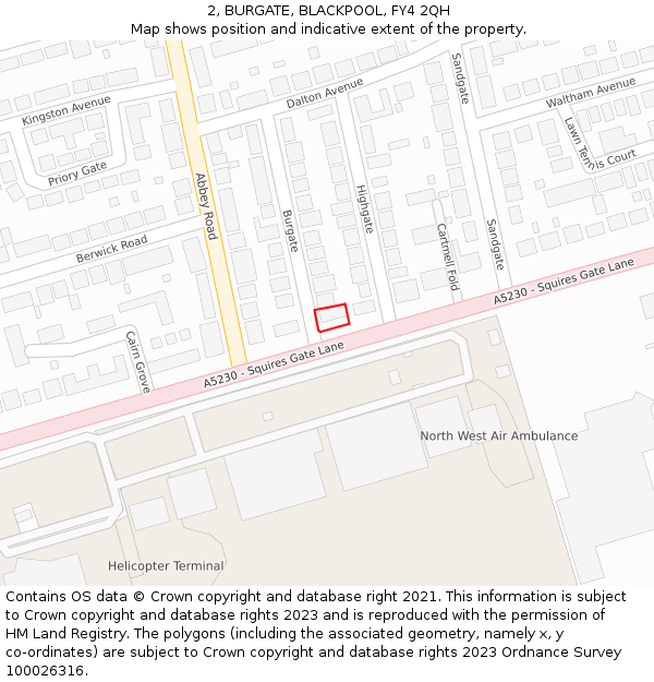 2, BURGATE, BLACKPOOL, FY4 2QH: Location map and indicative extent of plot