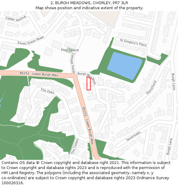 2, BURGH MEADOWS, CHORLEY, PR7 3LR: Location map and indicative extent of plot