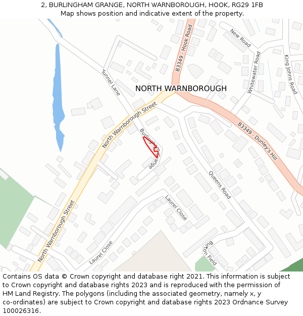 2, BURLINGHAM GRANGE, NORTH WARNBOROUGH, HOOK, RG29 1FB: Location map and indicative extent of plot