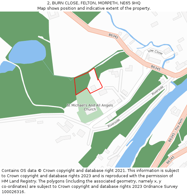 2, BURN CLOSE, FELTON, MORPETH, NE65 9HQ: Location map and indicative extent of plot