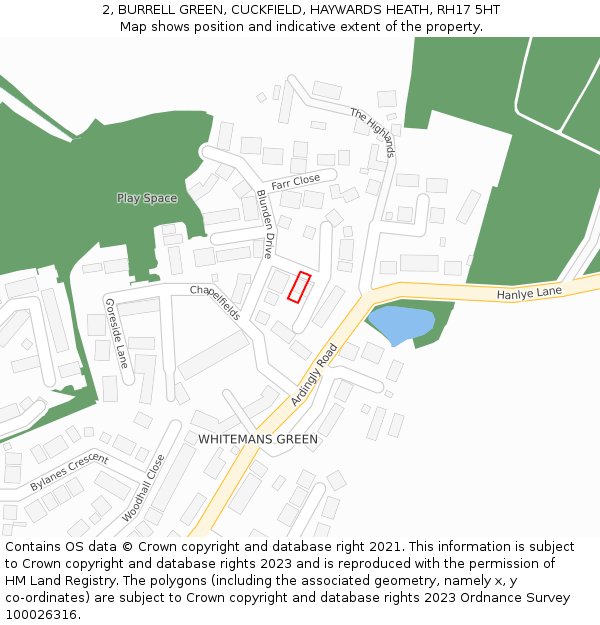 2, BURRELL GREEN, CUCKFIELD, HAYWARDS HEATH, RH17 5HT: Location map and indicative extent of plot