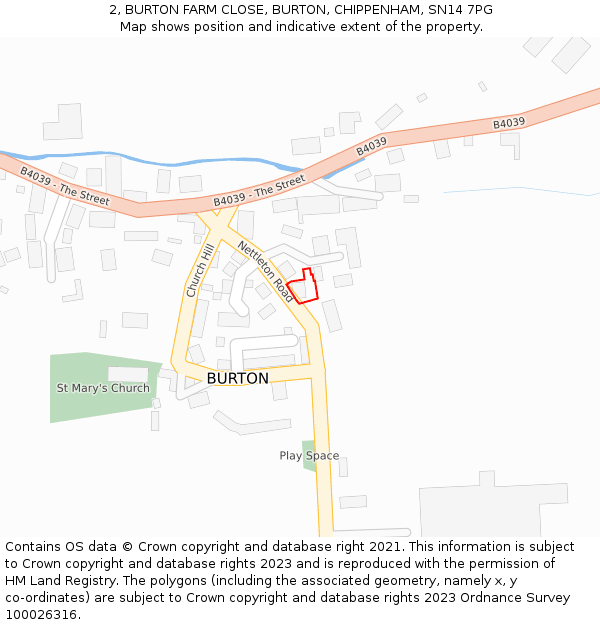 2, BURTON FARM CLOSE, BURTON, CHIPPENHAM, SN14 7PG: Location map and indicative extent of plot