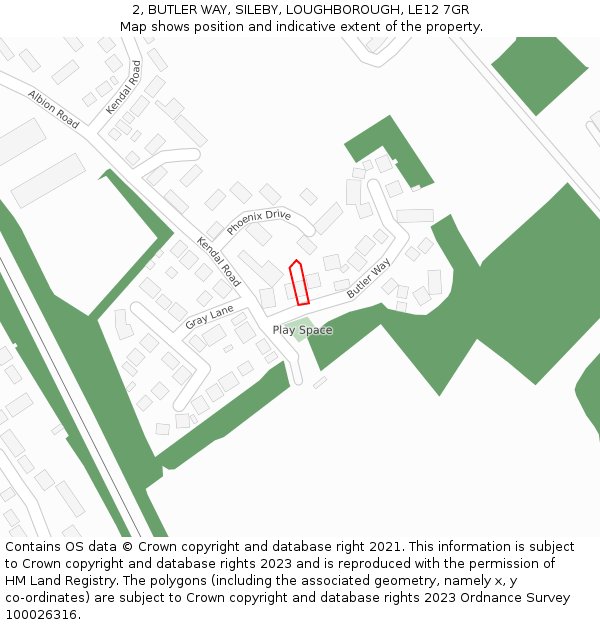 2, BUTLER WAY, SILEBY, LOUGHBOROUGH, LE12 7GR: Location map and indicative extent of plot