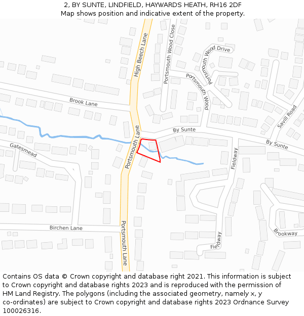 2, BY SUNTE, LINDFIELD, HAYWARDS HEATH, RH16 2DF: Location map and indicative extent of plot