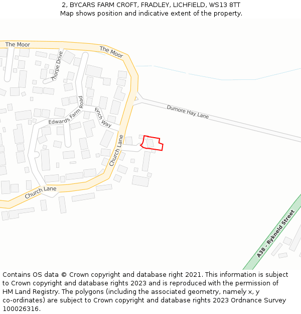 2, BYCARS FARM CROFT, FRADLEY, LICHFIELD, WS13 8TT: Location map and indicative extent of plot