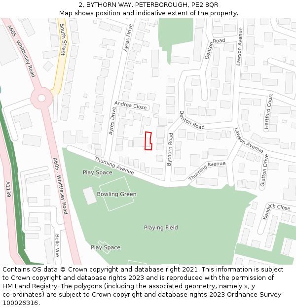 2, BYTHORN WAY, PETERBOROUGH, PE2 8QR: Location map and indicative extent of plot