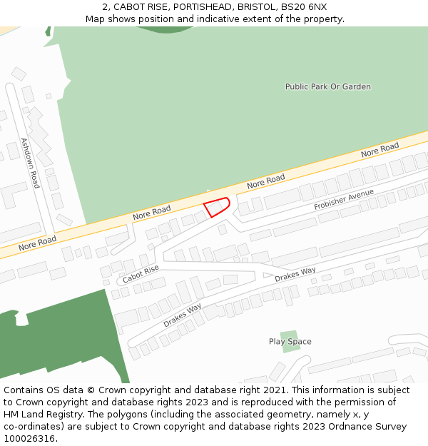 2, CABOT RISE, PORTISHEAD, BRISTOL, BS20 6NX: Location map and indicative extent of plot