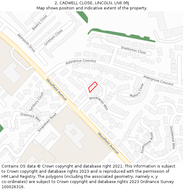 2, CADWELL CLOSE, LINCOLN, LN6 0RJ: Location map and indicative extent of plot
