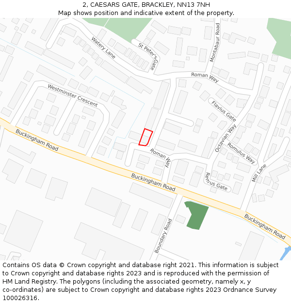 2, CAESARS GATE, BRACKLEY, NN13 7NH: Location map and indicative extent of plot