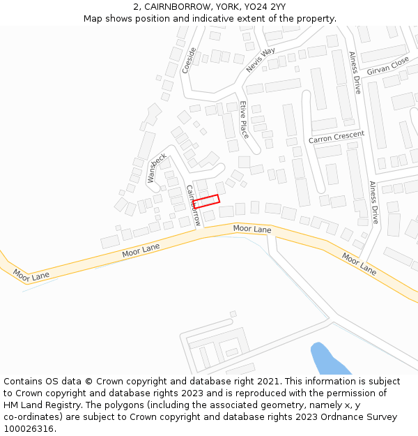 2, CAIRNBORROW, YORK, YO24 2YY: Location map and indicative extent of plot