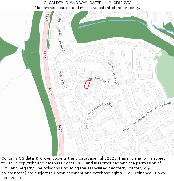 2, CALDEY ISLAND WAY, CAERPHILLY, CF83 2AY: Location map and indicative extent of plot