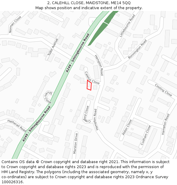 2, CALEHILL CLOSE, MAIDSTONE, ME14 5QQ: Location map and indicative extent of plot