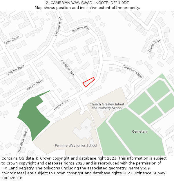 2, CAMBRIAN WAY, SWADLINCOTE, DE11 9DT: Location map and indicative extent of plot