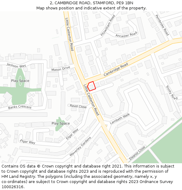 2, CAMBRIDGE ROAD, STAMFORD, PE9 1BN: Location map and indicative extent of plot