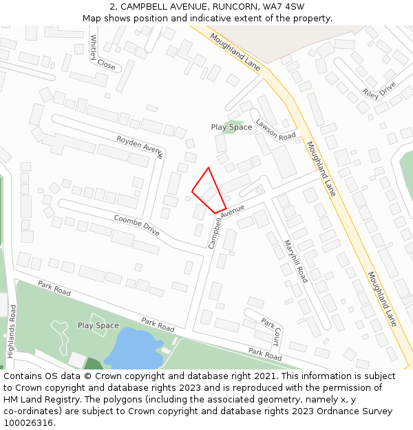 2, CAMPBELL AVENUE, RUNCORN, WA7 4SW: Location map and indicative extent of plot