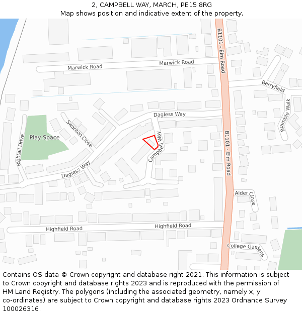 2, CAMPBELL WAY, MARCH, PE15 8RG: Location map and indicative extent of plot