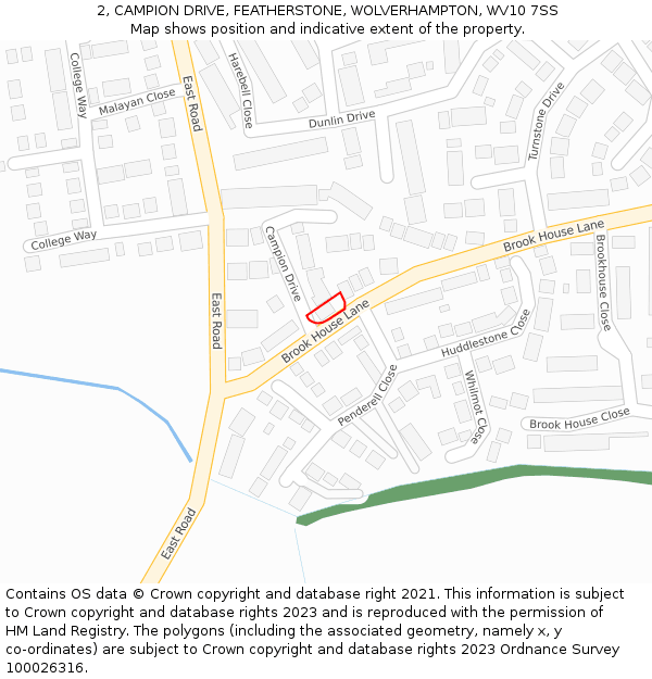 2, CAMPION DRIVE, FEATHERSTONE, WOLVERHAMPTON, WV10 7SS: Location map and indicative extent of plot